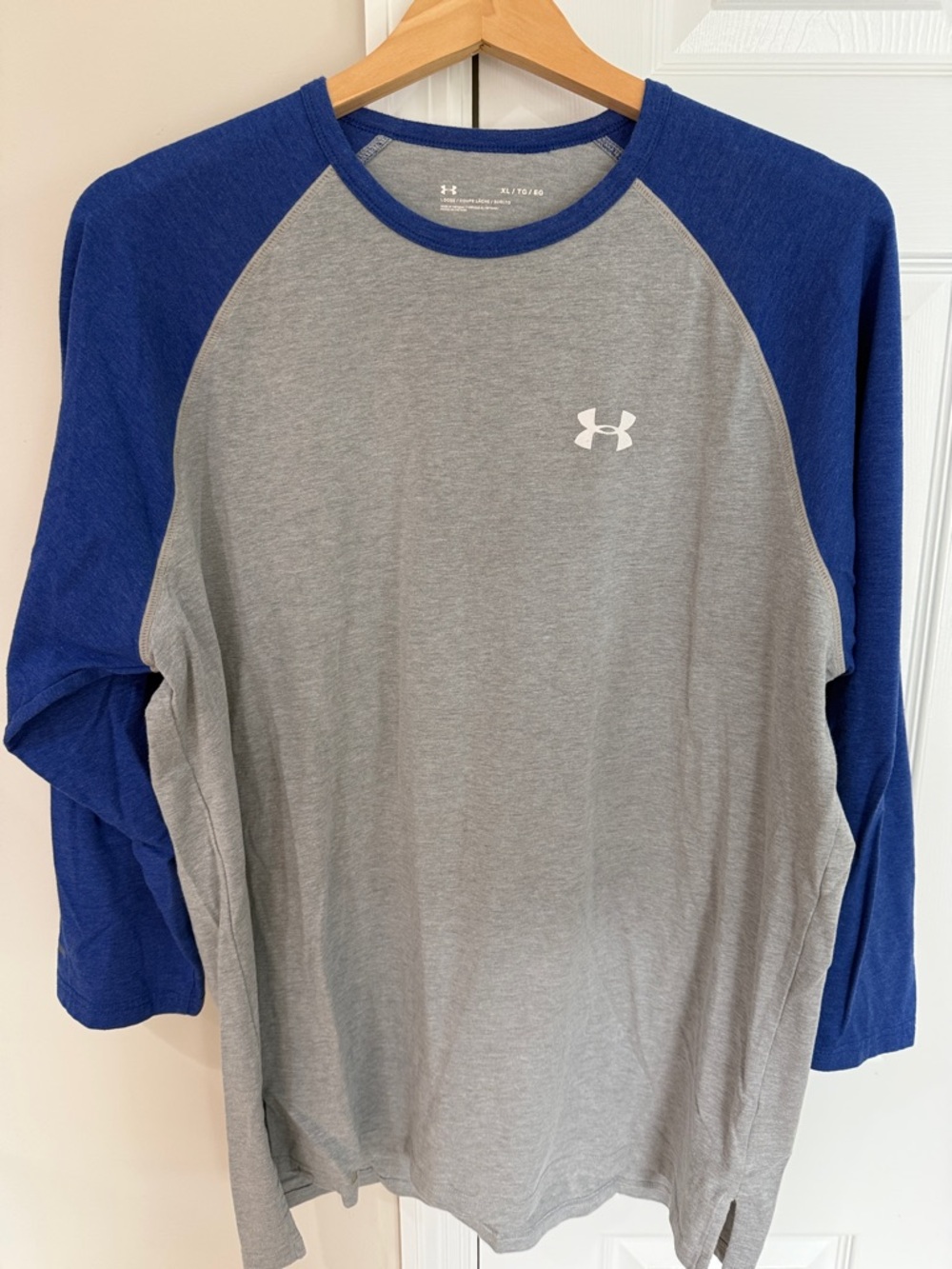 Under Armour Grey with Blue Raglan Baseball Tee